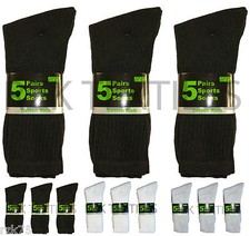 15 Pairs Of Men's Sport Socks, Black Cotton Rich Cushion Sole Socks, Size 6-11