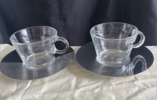 Nespresso Design Atelier OI  Collection Glass Espresso Cup & Steel Saucer x2