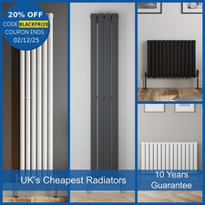 Vertical Horizontal Designer Radiator Oval Column Flat Panel Heating Rad Valves