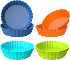 Webake Tart Tins Mini Silicone Quiche Dishes 5 Inch 8 Pcs round Fluted Flan Pan 