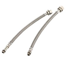 2 Pack Basin Tap Tails Flexible Pipe Hose Stainless Steel M10 x 15mm x 300mm