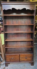 Antique Mahogany Tall Bookshelf/Bookcase/Shelving with Locking Base Cupboard