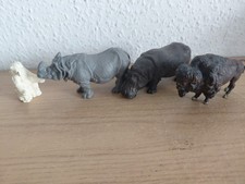Vintage 4no Britains Zoo Animal Figures, Polar Bear, Rhino, Hippo & Bison
