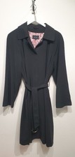 Ladies PER UNA Black Raglan Sleeve Trench Coat with Belt Size 16 CG BD4