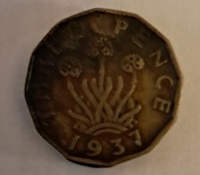 Three Pence Piece  Dated 1937