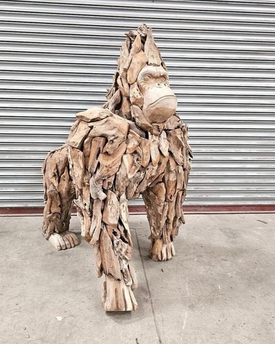 Teak carved giant gorilla - giant,