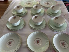 Vintage Minton mint green and white tea set for 12 people
