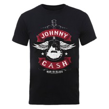 Johnny Cash T-Shirt Winged Guitar New Black Official