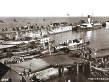 Vintage Real Photo Postcard Bridlington Harbour Ships Boats Coates Wisbech