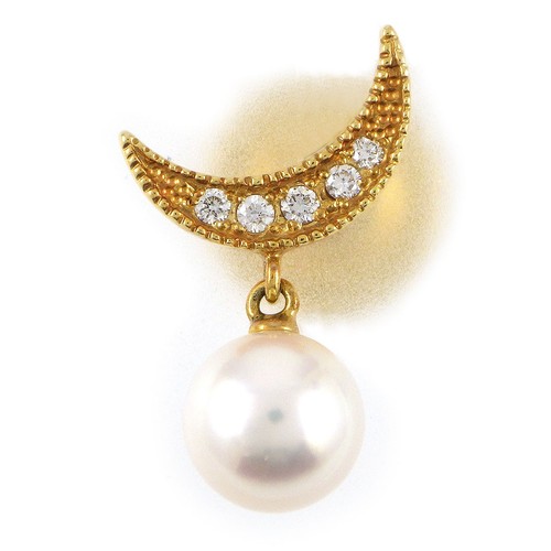 Mikimoto brooch moon motif - mikimoto,
