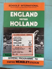 England Schoolboys v Holland 1971 (with ticket)
