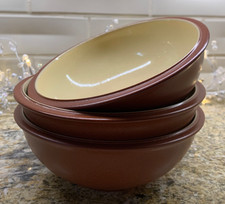 Three 3 Denby-Langley Juice Lemon Yellow Soup Cereal 7" Bowls Stoneware England