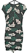 Linea Green White Floral Stretch Dress Size 6