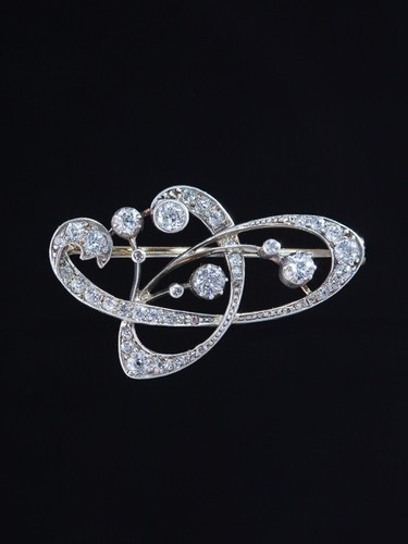 Art nouveau diamond brooch - art,