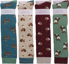 Ladies/girls Knee High Equestrian Wellington Boot Socks Autum Animals 4-8 UK