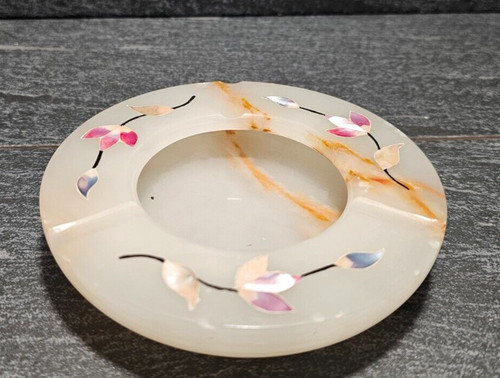 Marble stone ashtray inlaid - marble,