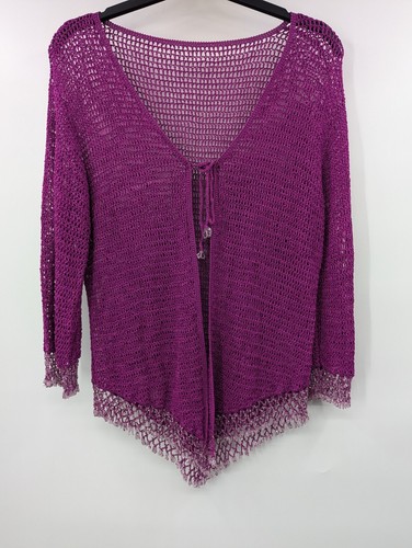 Purple crochet cardigan glass - purple,