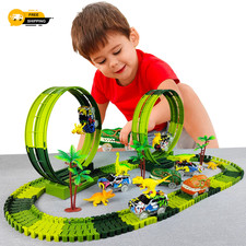 Magic Climbing Electric Dinosaur Car Track Railway Toy Car Set Bend Flexible Rac