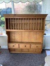 Pine wall mounted plate rack - pine,