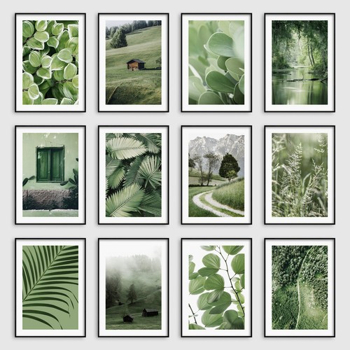 Sage green botanical leaves - green,