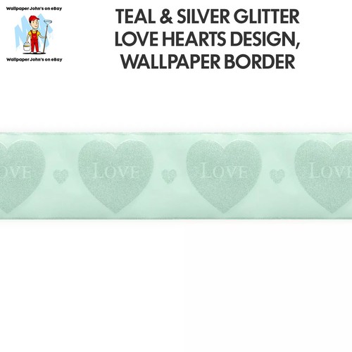 Teal silver glitter love - glitter,