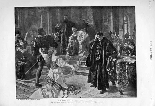 Original old antique print - old,