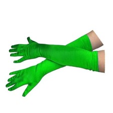Ladies Long Green Opera Evening Satin Princess Gloves Party Fancy Dress Prom