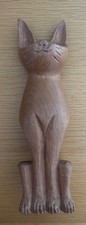 solid wooden carved cat ornament