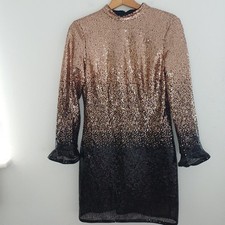 Lipsy Sequin Dress Gold size