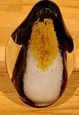 Beautiful Glass Penguin figurine with orange breast  10 cm high