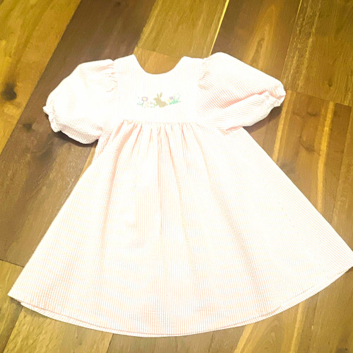 Girls pink white striped puff - girls,