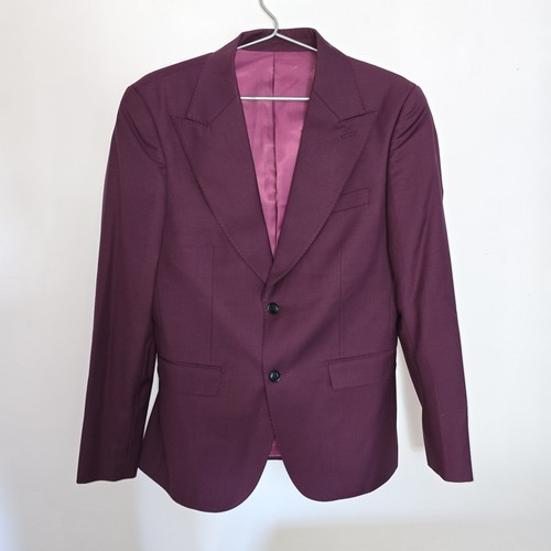 Men burgundy cotton blazer - burgundy,