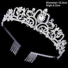 Princess Silver Wedding Bridal Crystal Rhinestone Prom Hair Tiara Crown Headband