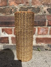 Vintage Wicker Water Hyacinth Wrapped Ceramic Decorative Vase