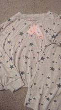 BOUX AVENUE OATMEAL SIA STAR TOP AND PANT SET PYJAMAS  SIZE UK 12  BNWOT RRP £40