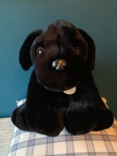 ‘Ebony’ Keel Toys Black Plush Labrador Puppy Dog - Approx 11” seated