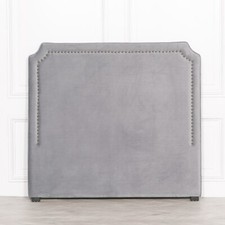 Freestanding French Art Deco Style Velvet Light Grey 5ft King Size Headboard
