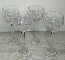 Vintage Mid-Century Decorative Cut Crystal Tulip Style Wine Glasses Unbranded