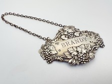 Silver brandy decanter label - silver, a
