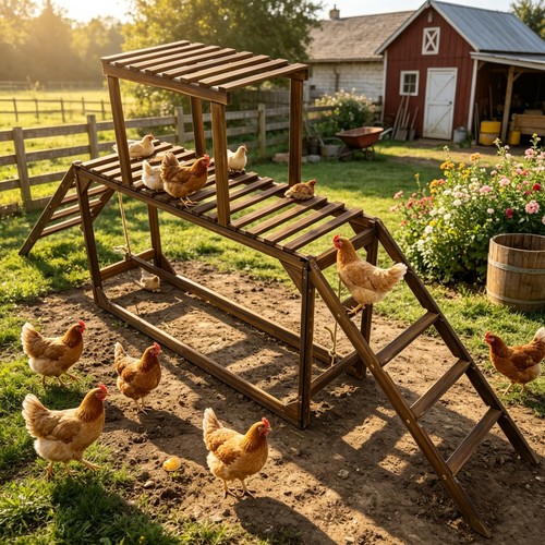 Raised wooden chicken - wooden,