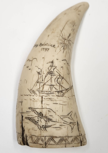 Vtg 70s 80s faux scrimshaw - faux,