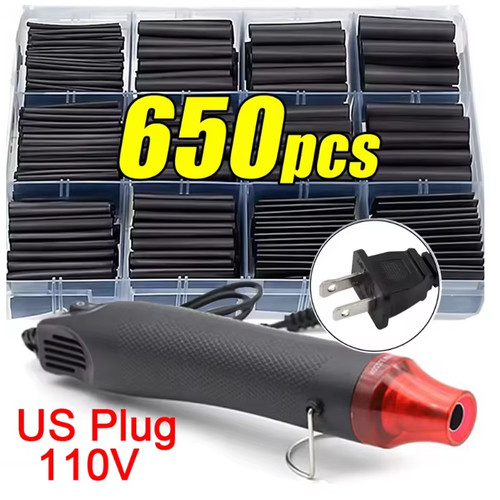 Black heat shrink tube kit - black, 2:1