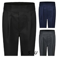 Age 1-16 Boys Pull Up School Trousers Black Grey Navy Teflon Elasticated Back