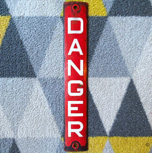 Vintage enamel red danger - vintage,