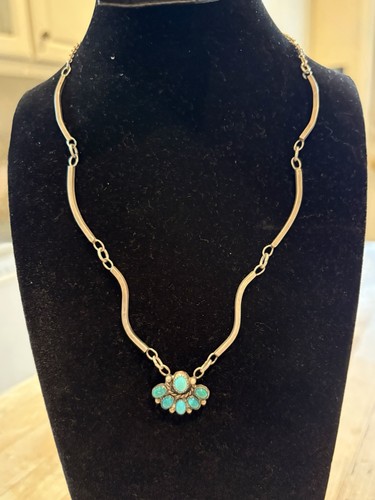 Turquoise cluster necklace - turquoise,