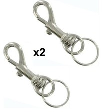 2 x METAL BELT CLIP HOOK  KEYCHAIN KEYRING KEY FOB WALLET HOLDER CHAIN RING 
