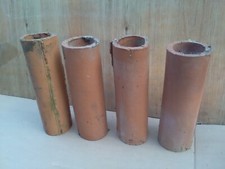 Four Reclaimed 12" x 3" Clay Terracotta Land Drain Pipes