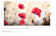 Red Poppy Flowers Floral Wall Mural Wallpaper WS-42508