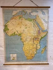Vintage School Map of Africa Large 1958 Roll Down Chart