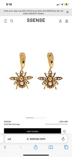 Erdem gold bee earrings brand - bee,